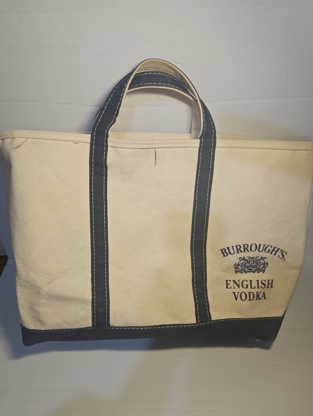Vintage Rare 80s L.L. Bean Large Boat &Tote Sawtooth Tag Burrough’s Vodka Canvas